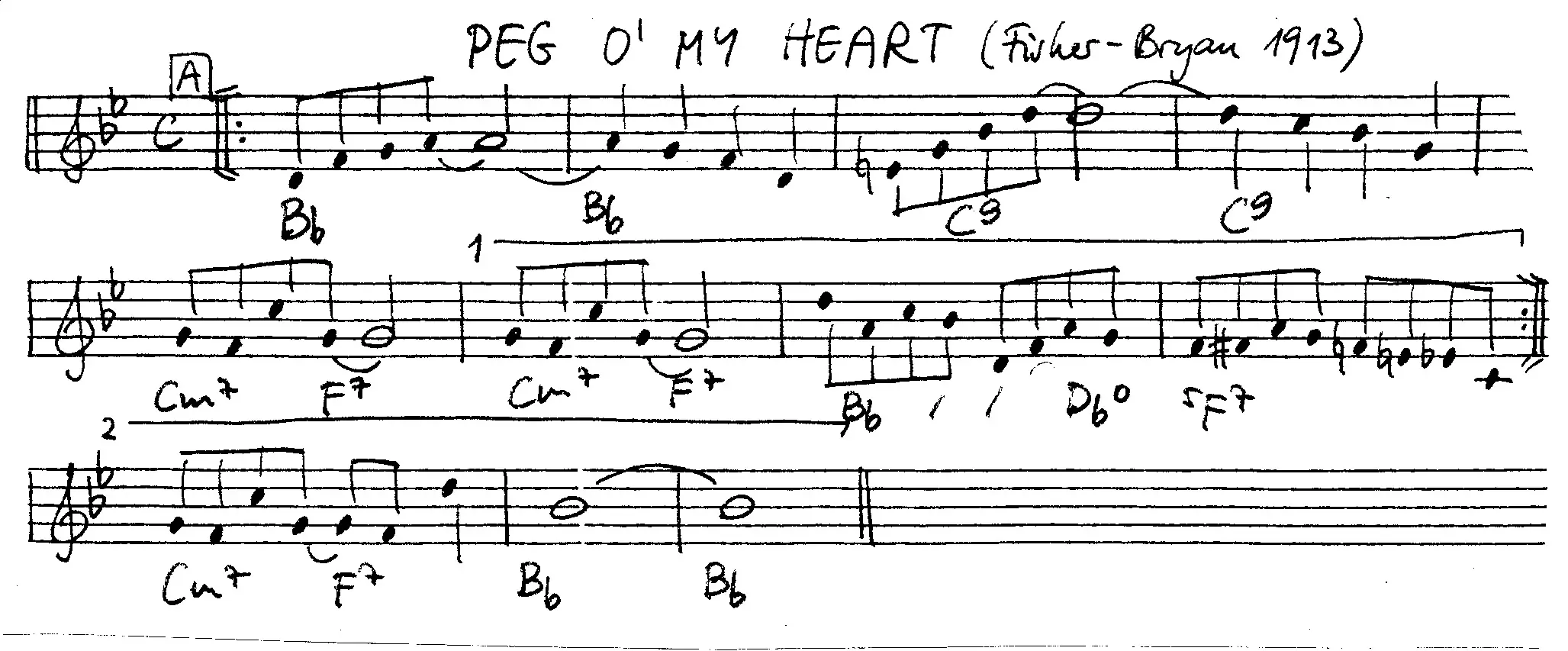 peg o' my heart free jazz leadsheet - Courtesy of the Jungle Jazz Band